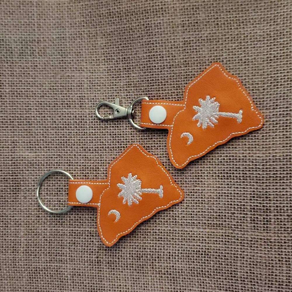 NEW South Carolina Orange Palmetto Moon State Key Chain Snap Tab Handmade